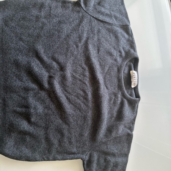 Gray Crewneck Sweater with Ribbed Cuffs - Picture 2 of 2